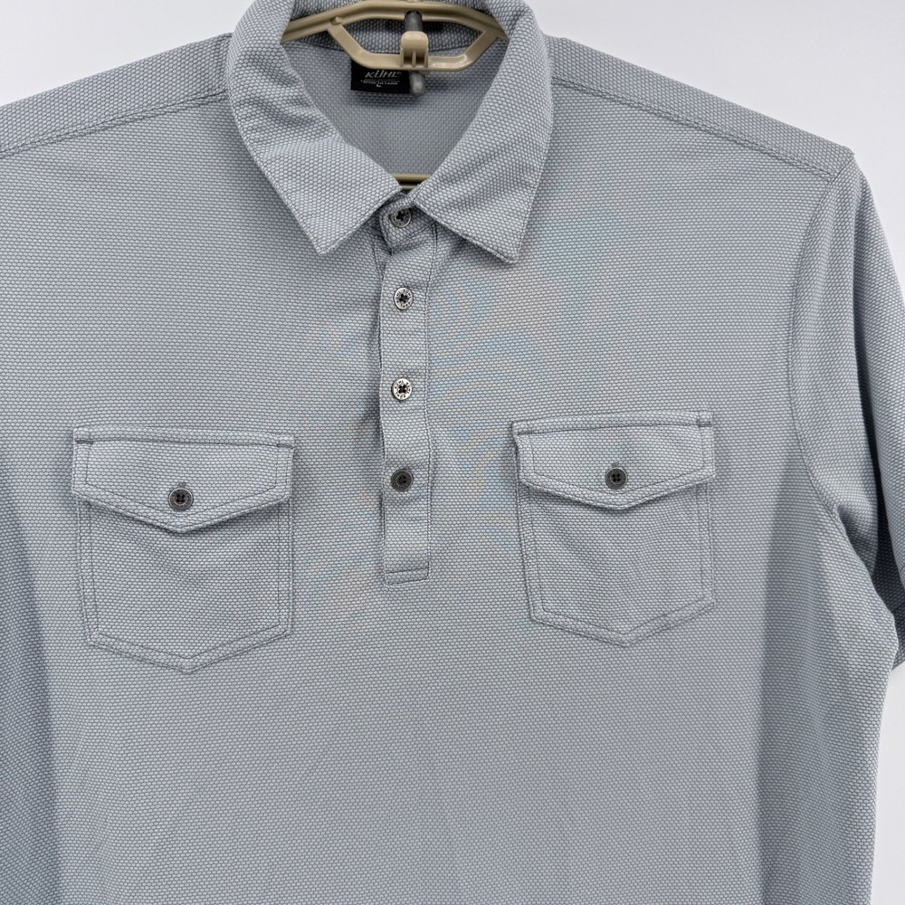 Kuhl Polo Shirt Mens Size L Gray Textured Short Sleeve Dual Chest Pockets - Picture 8 of 14